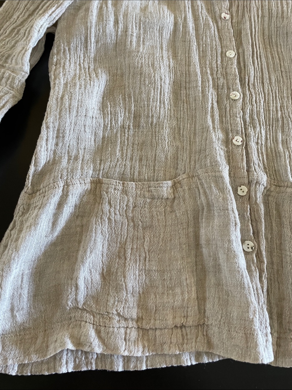 Pure Jill Lightweight Beige Button-Front linen Tunic Cardigan - Picture 3 of 3